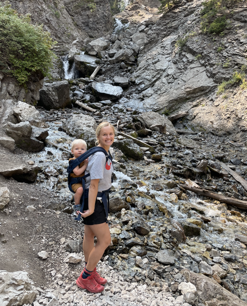 Hiking with toddler in framed child carrier