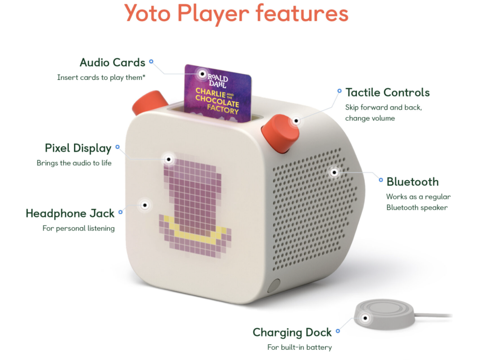  Yoto Mini Kids Bluetooth Audio Player - Plays Stories, Music,  Podcasts, White Noise, Alarm : Electronics