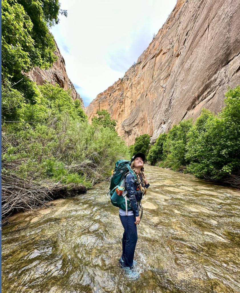 Backpacking through a canyon