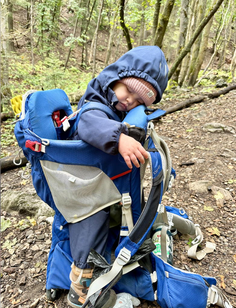 gear for hiking in the rain with a baby