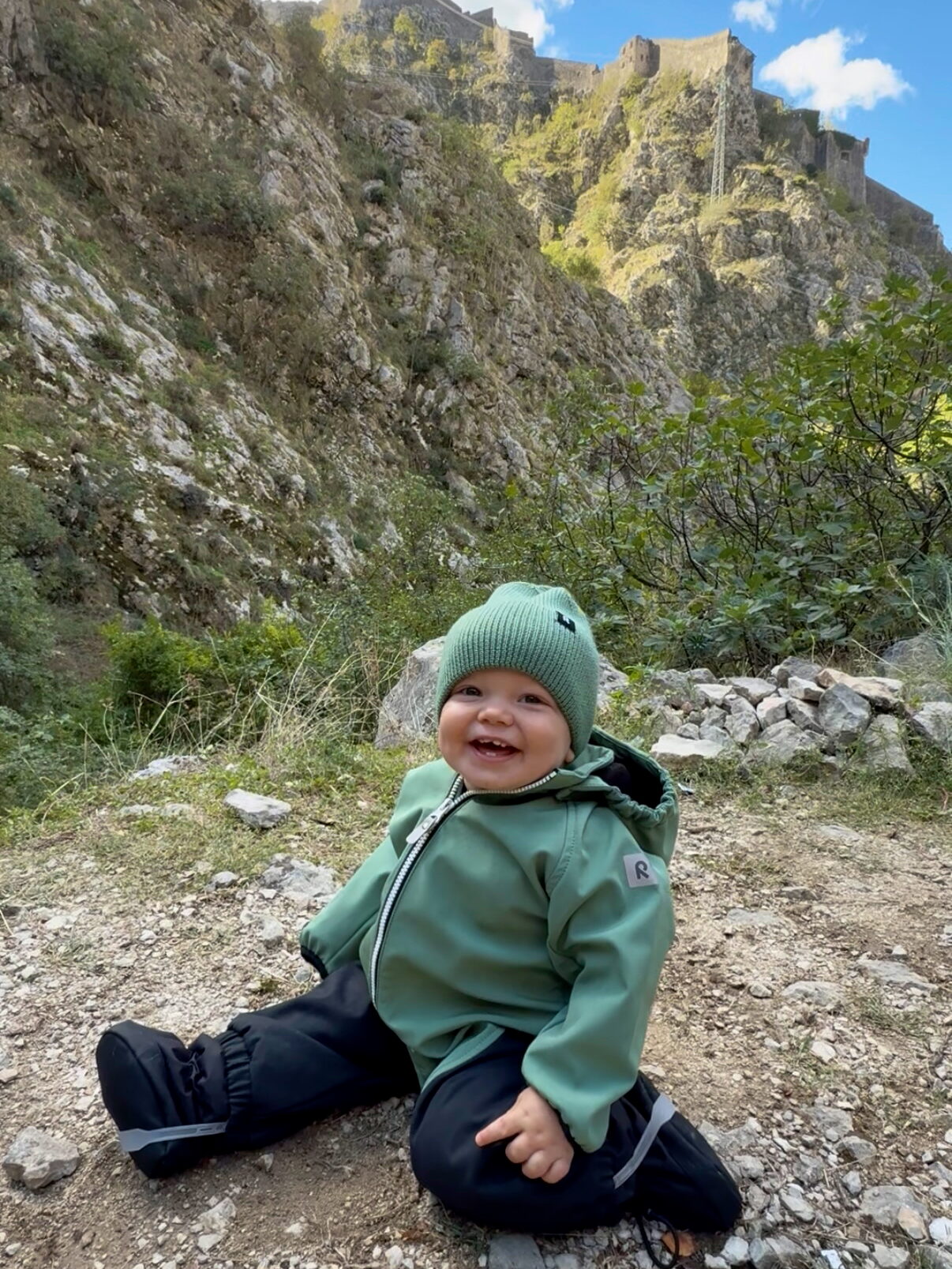 fall baby clothes - hiking with a baby